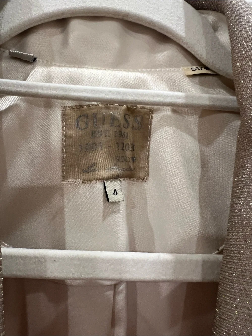 Elegant Women's Cream Blazer Silky with Sparkle Shawl Collar